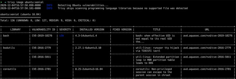 trivy open source vulnerability scanner