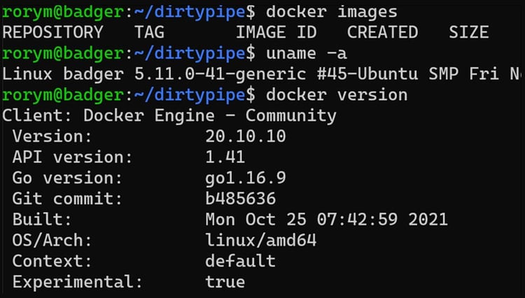 Linux and docker version