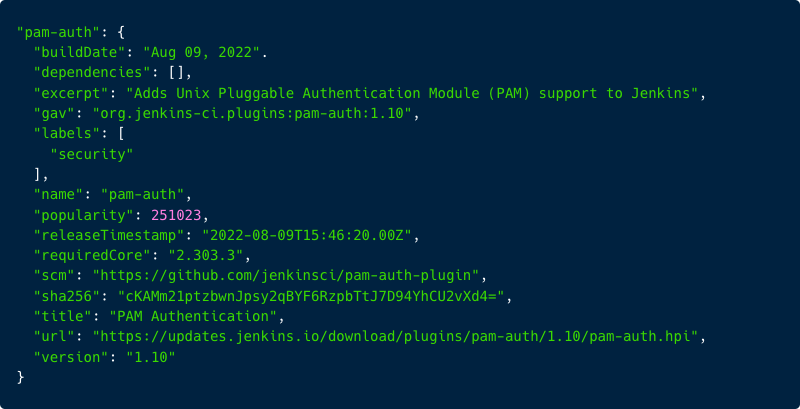 Example of a json metadata of a plugin