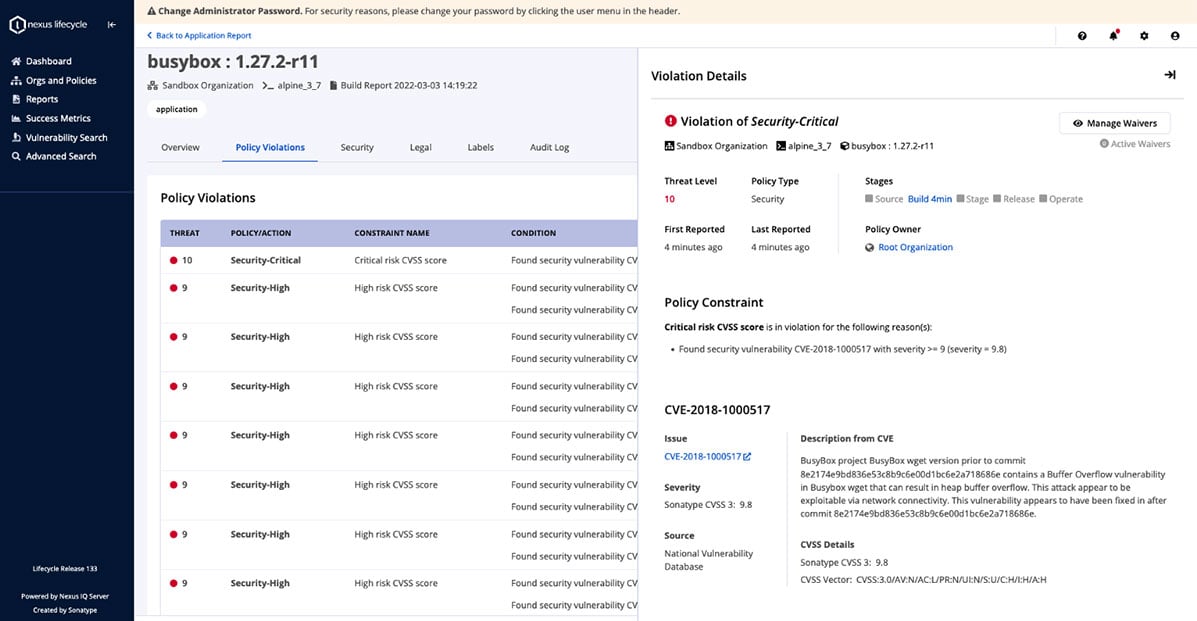 Sonatype Container Scanning